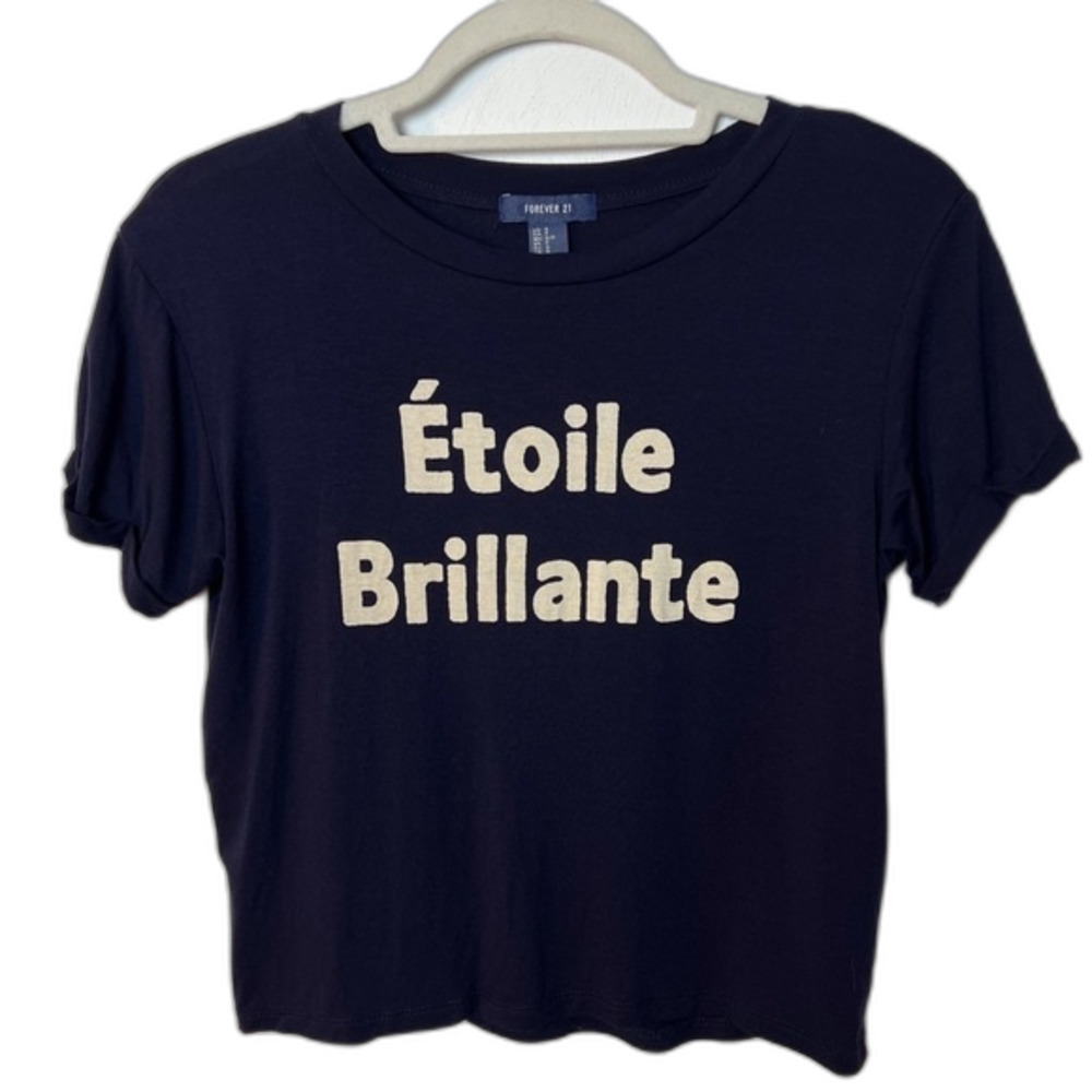 Forever 21 “Etoile Brillante” Short Sleeve Top Navy Size S